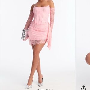Fashion Nova Pink Lace Mini Dress